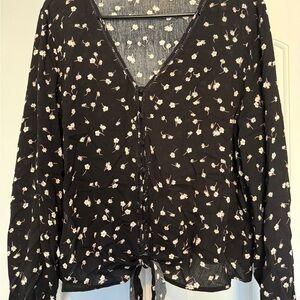 Hippie Rose Black Floral Blouse